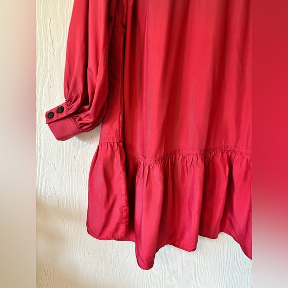 Banana Republic Pink Button Flounce Hem Mini Oversized Loose Fit Tunic Dress - Picture 11 of 16